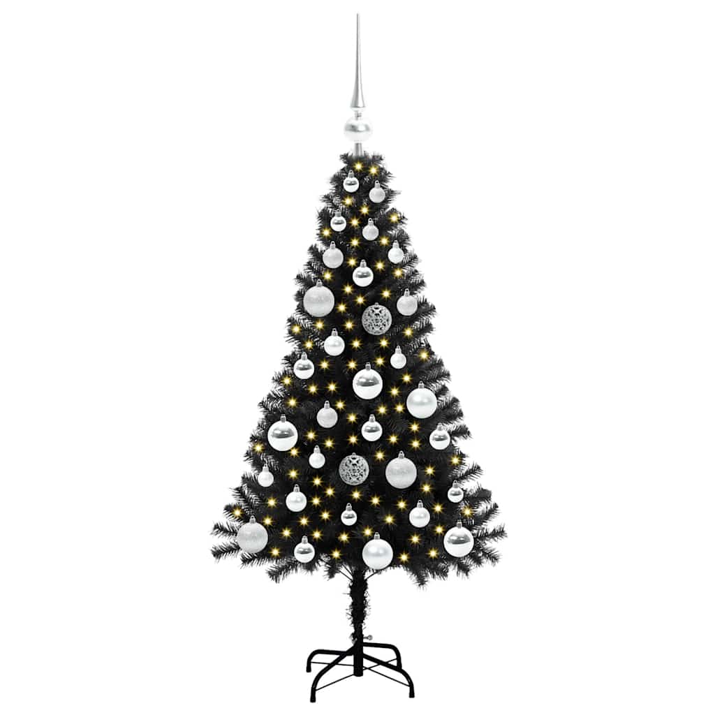 Božićno drvce s 150 LED svjetlima s stalakom Crna 120 cm PVC