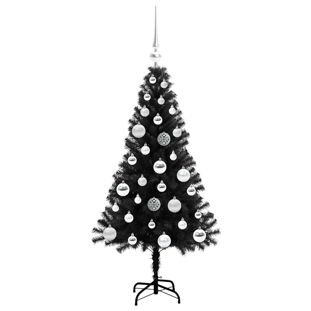 Božićno drvce s 150 LED svjetlima s stalakom Crna 120 cm PVC