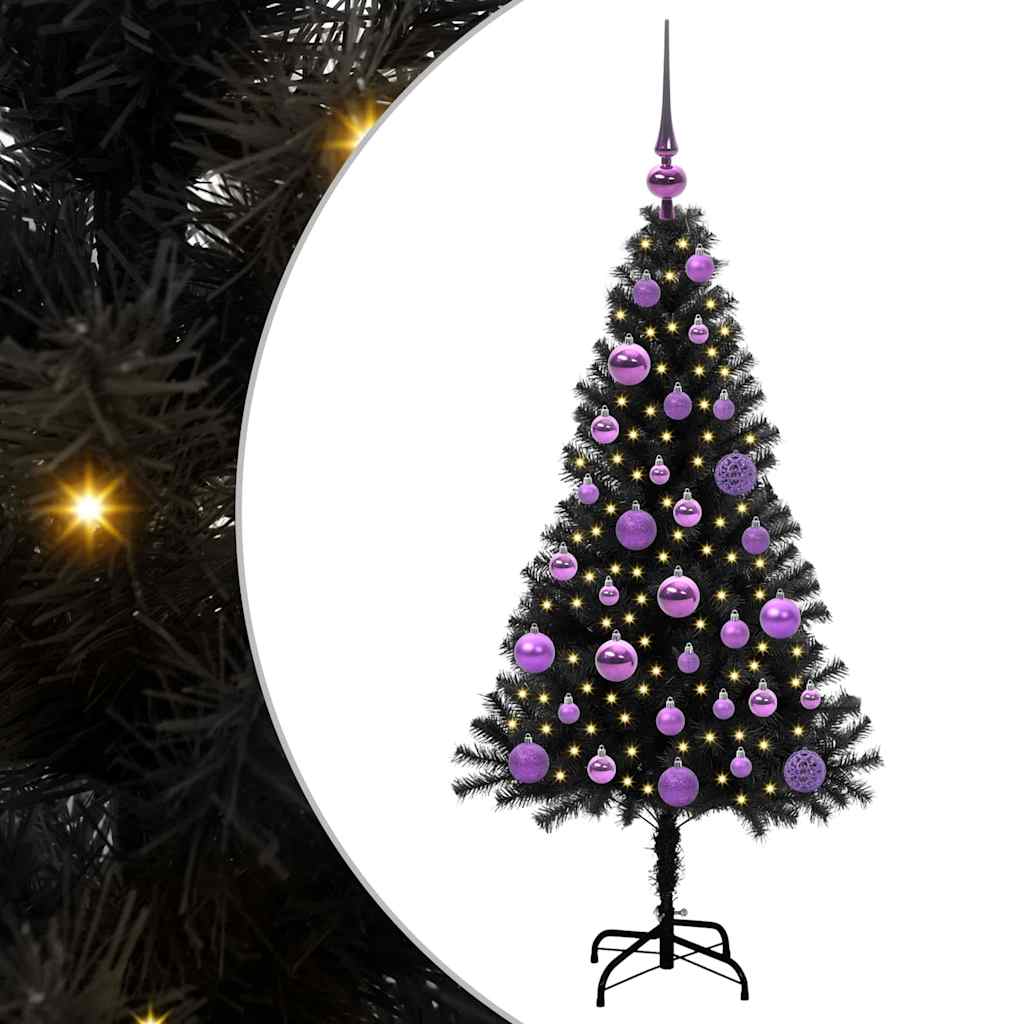 Božićno drvce s 150 LED svjetlima s stalakom Crna 120 cm PVC