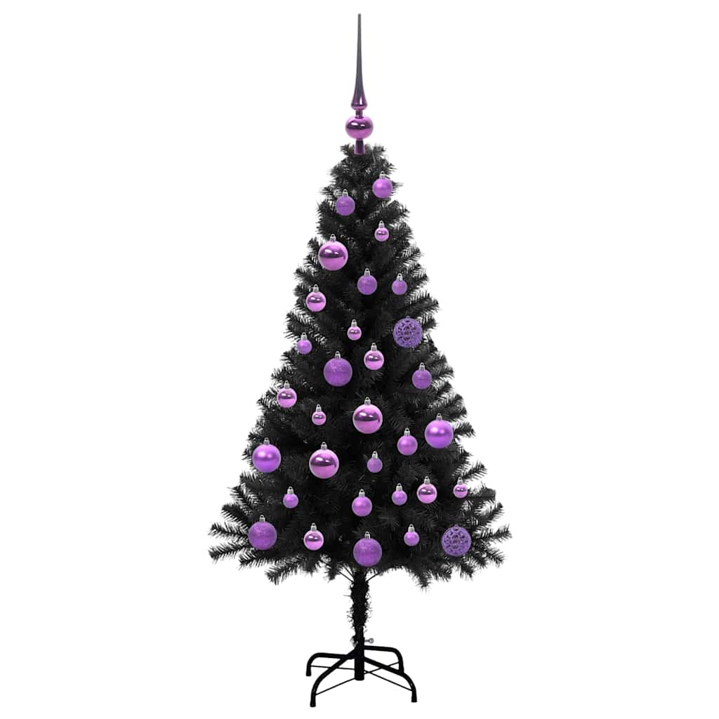 Božićno drvce s 150 LED svjetlima s stalakom Crna 120 cm PVC