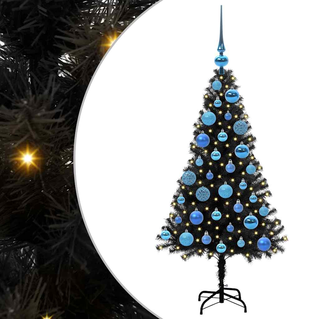 Božićno drvce s 150 LED svjetlima s stalakom Crna 120 cm PVC