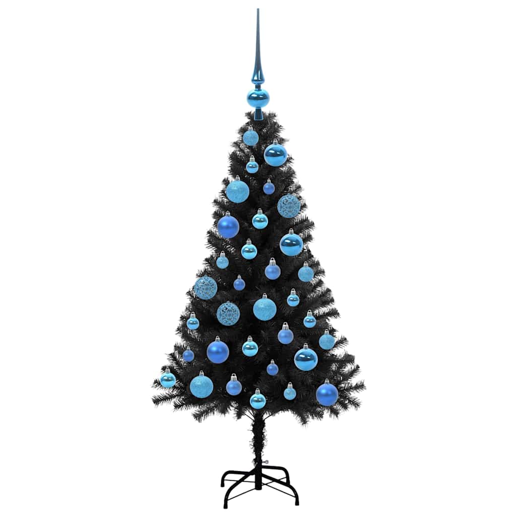 Božićno drvce s 150 LED svjetlima s stalakom Crna 120 cm PVC