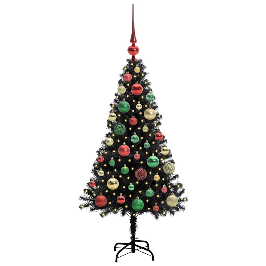 Božićno drvce s 150 LED svjetlima s stalakom Crna 120 cm PVC