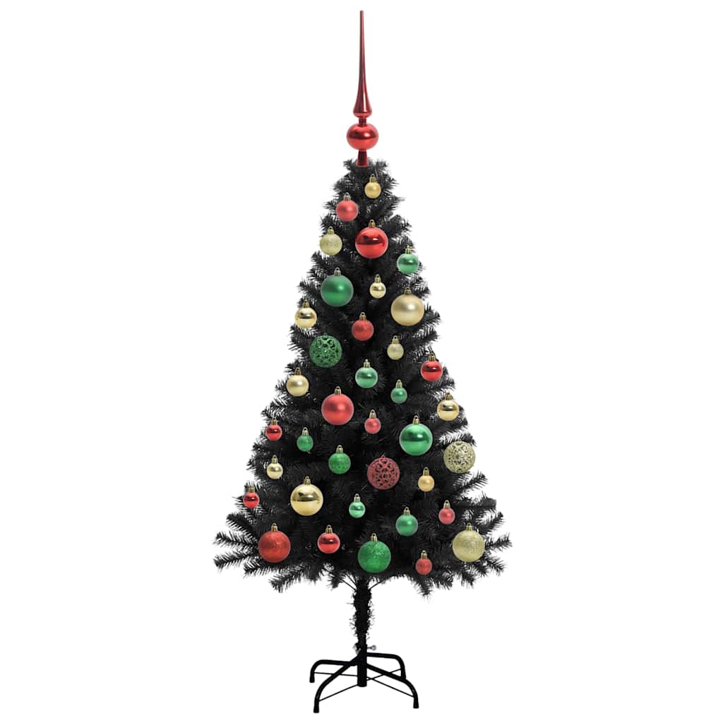 Božićno drvce s 150 LED svjetlima s stalakom Crna 120 cm PVC