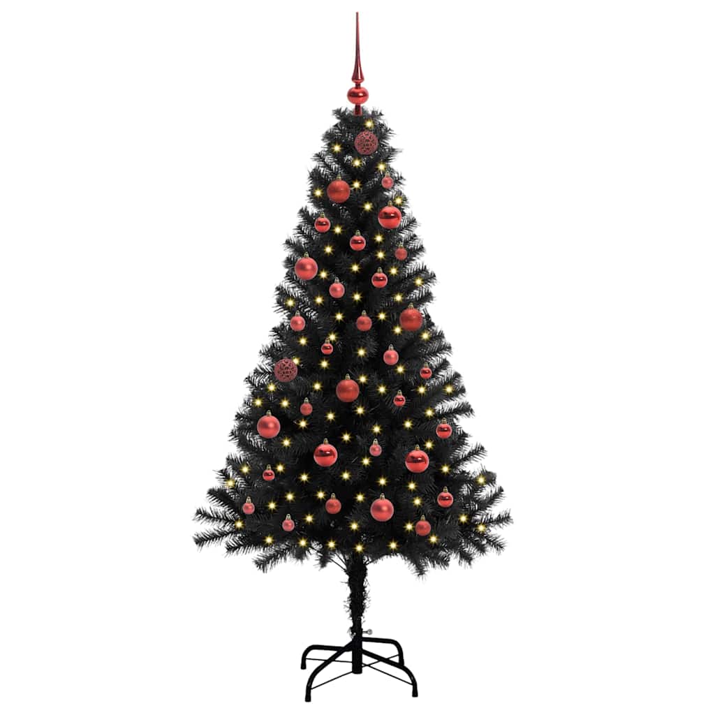 Božićno drvce s 150 LED svjetlima s stalakom Crna 150 cm PVC
