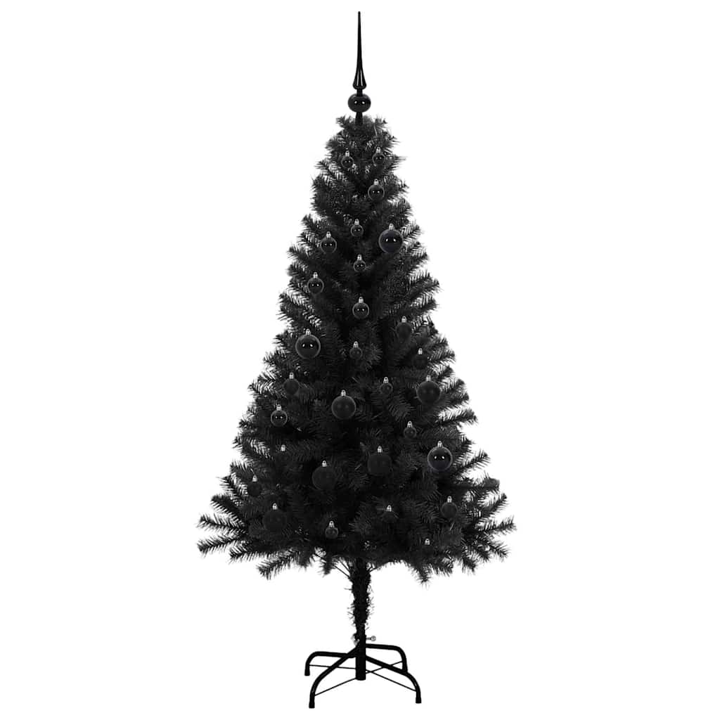 Božićno drvce s 150 LED svjetlima s stalakom Crna 150 cm PVC