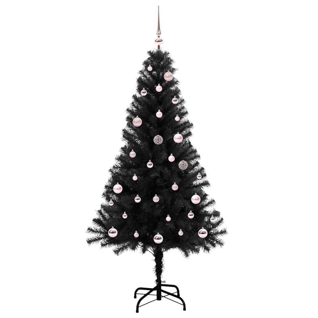 Božićno drvce s 150 LED svjetlima s stalakom Crna 150 cm PVC
