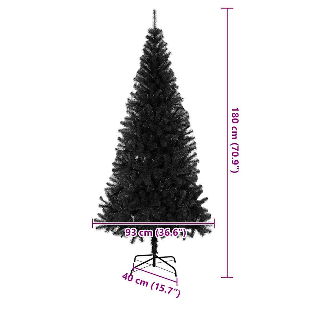 Božićno drvce s 300 LED svjetlima s stalakom Crna 180 cm PVC