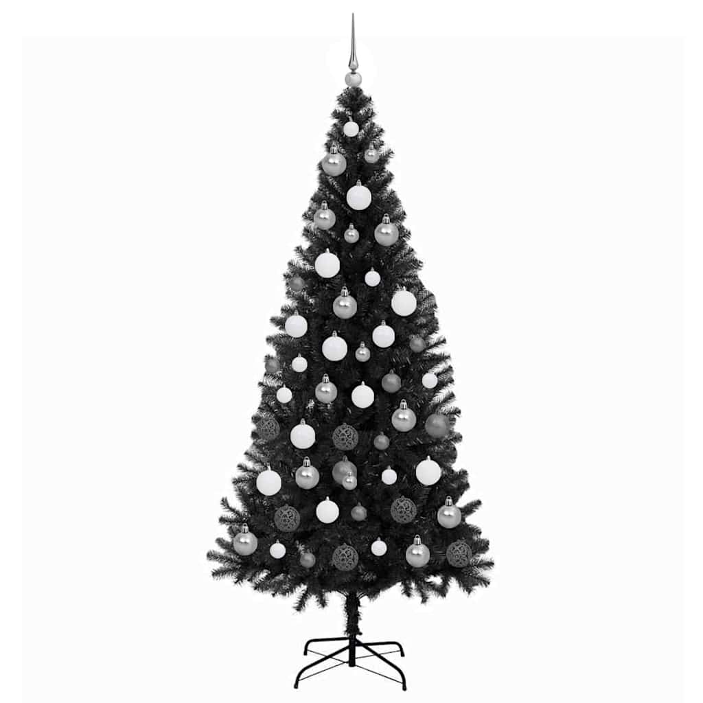 Božićno drvce s 300 LED svjetlima s stalakom Crna 180 cm PVC