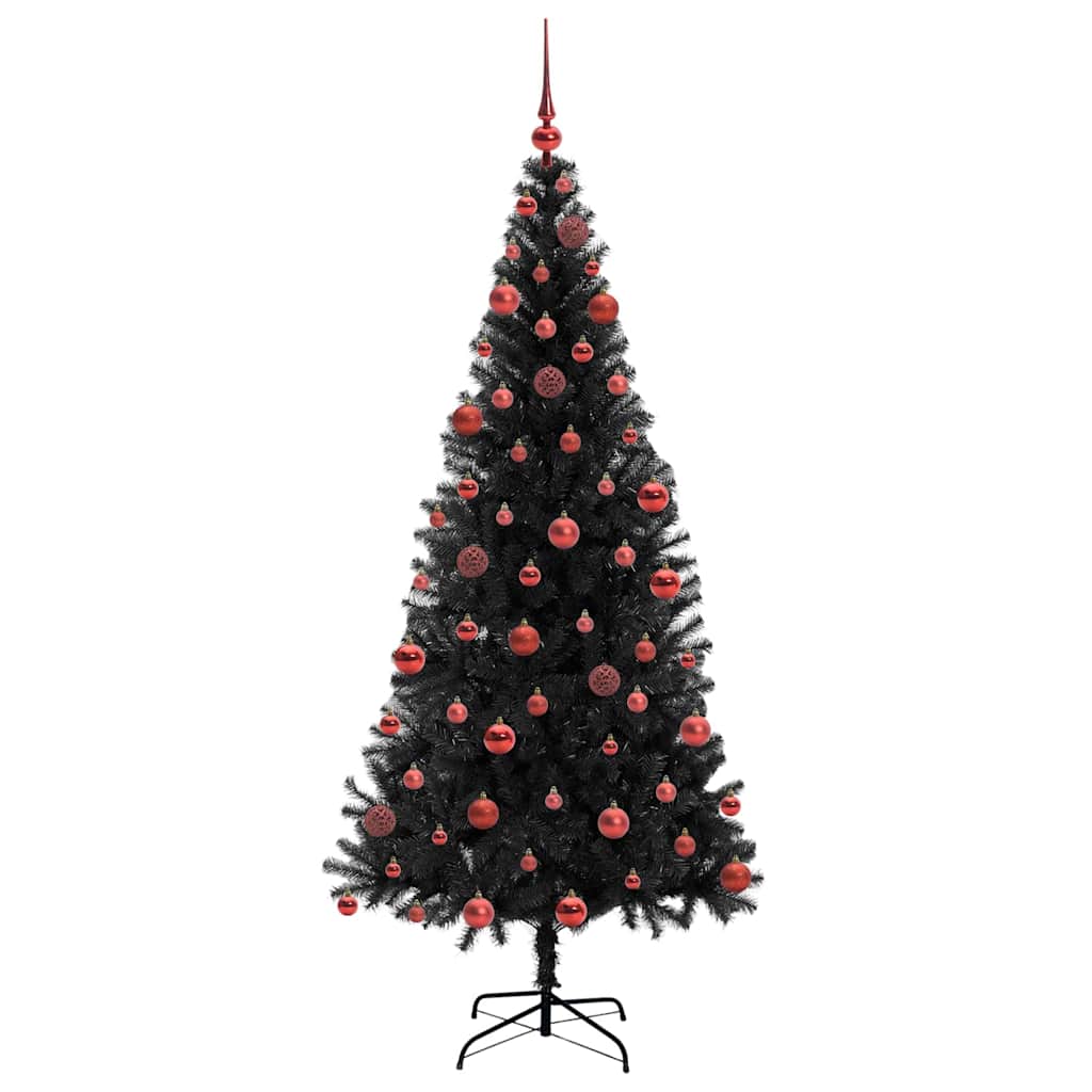 Božićno drvce s 300 LED svjetlima s stalakom Crna 180 cm PVC