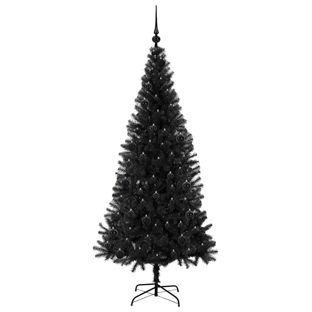 Božićno drvce s 300 LED svjetlima s stalakom Crna 180 cm PVC