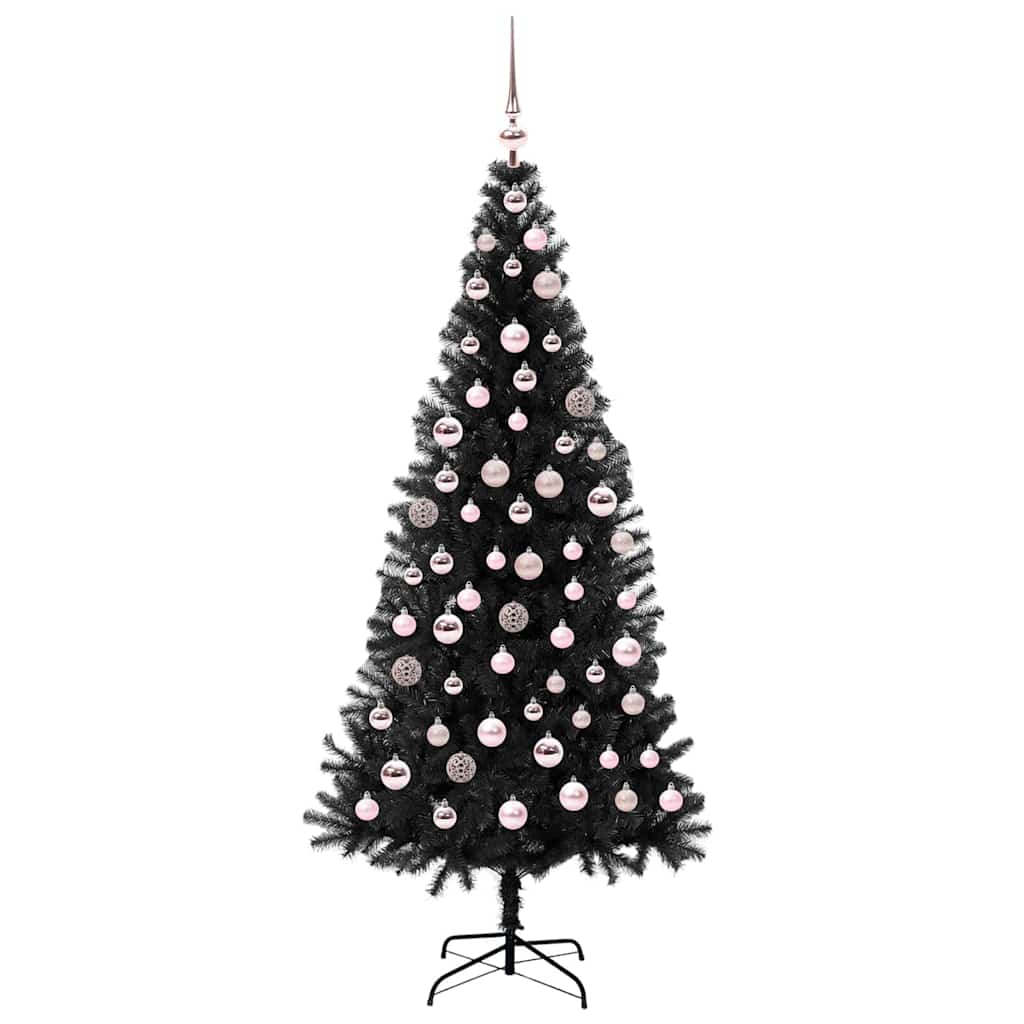 Božićno drvce s 300 LED svjetlima s stalakom Crna 180 cm PVC