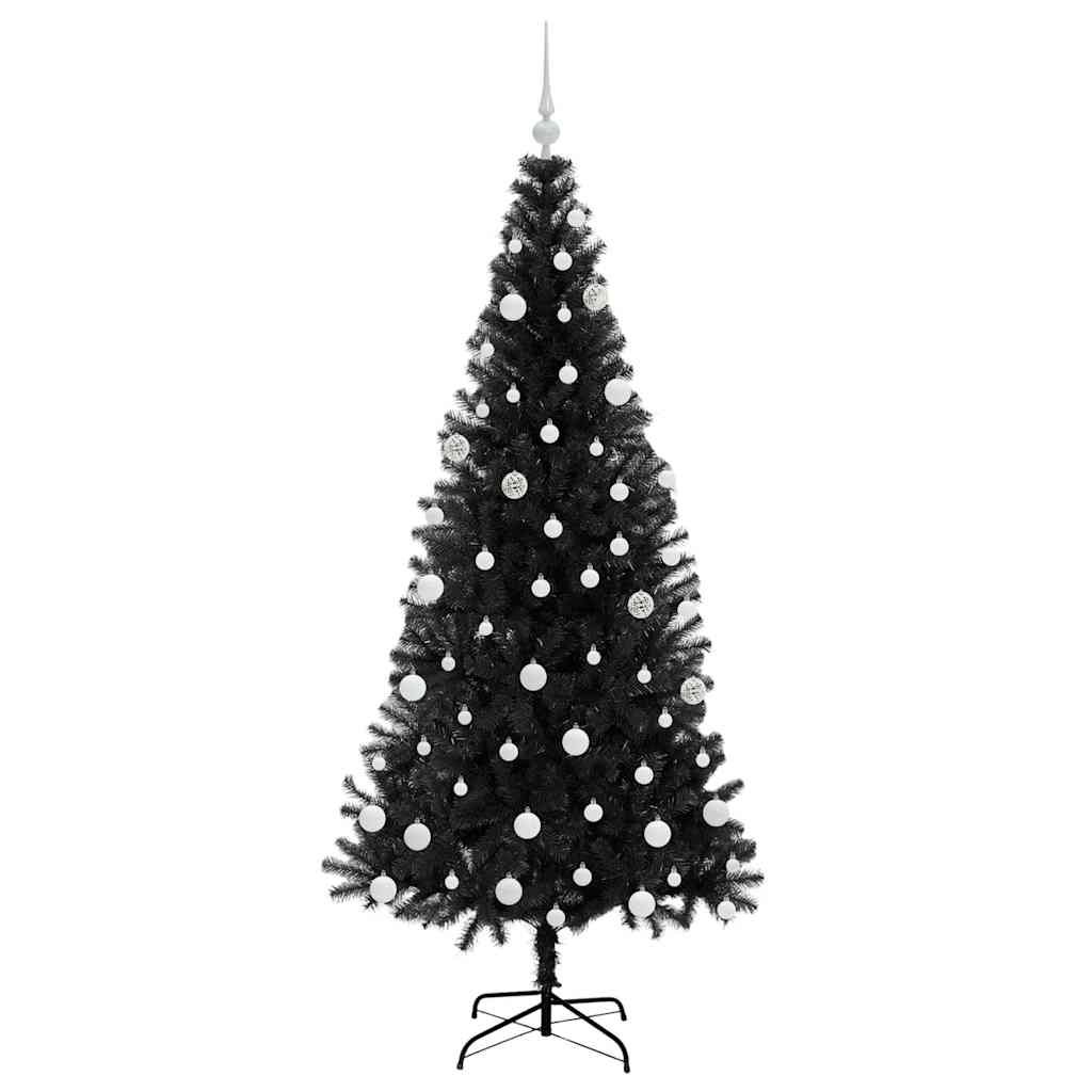 Božićno drvce s 300 LED svjetlima s stalakom Crna 180 cm PVC