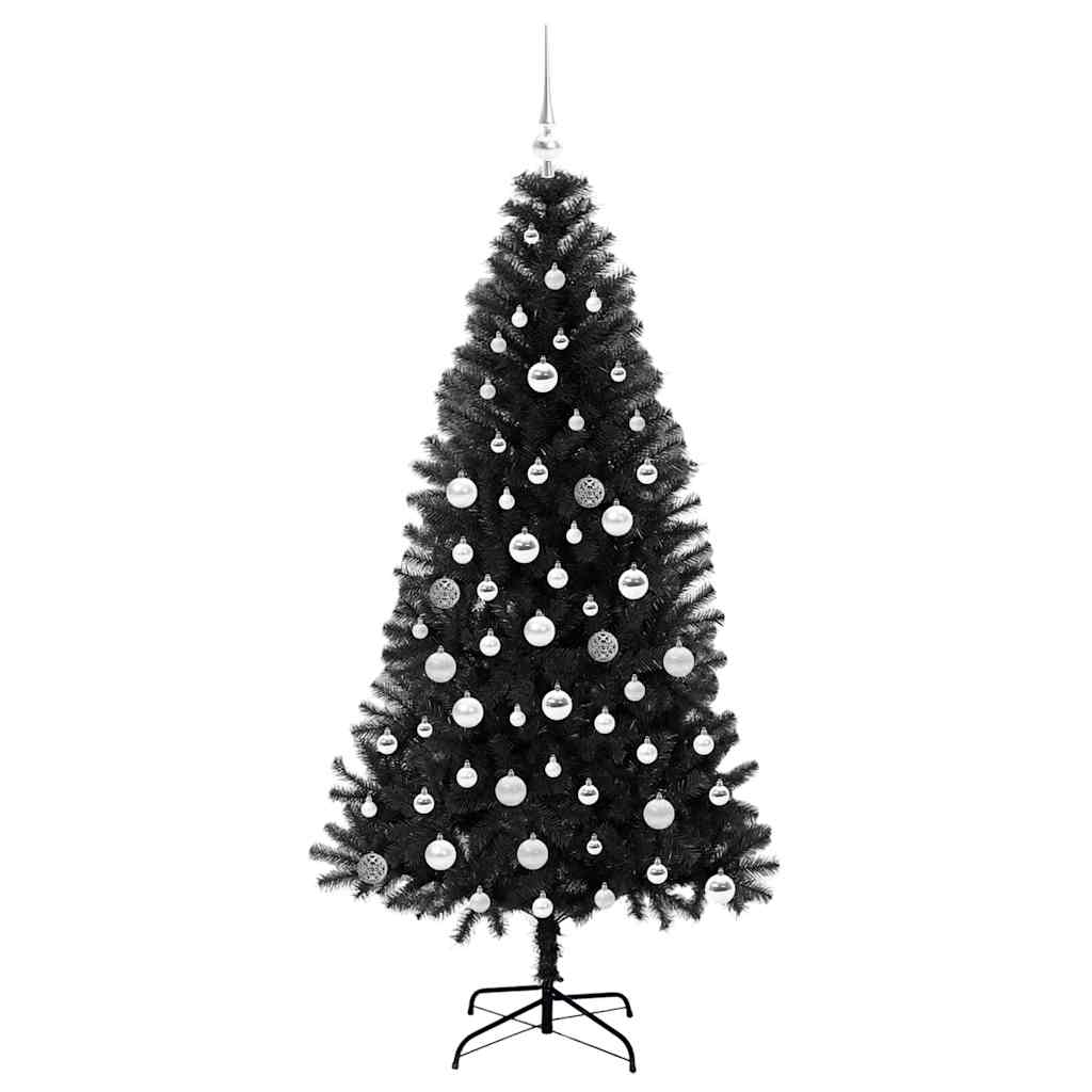 Božićno drvce s 300 LED svjetlima s stalakom Crna 180 cm PVC
