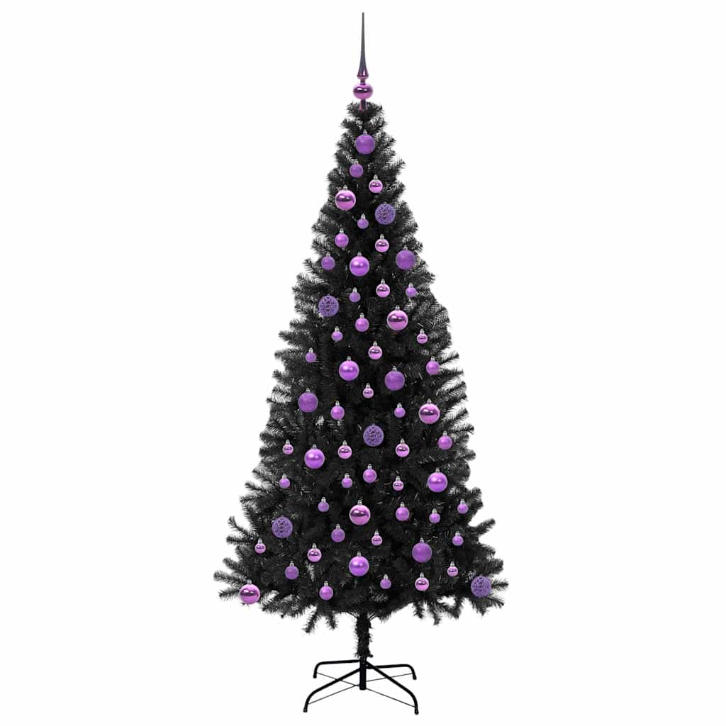 Božićno drvce s 300 LED svjetlima s stalakom Crna 180 cm PVC
