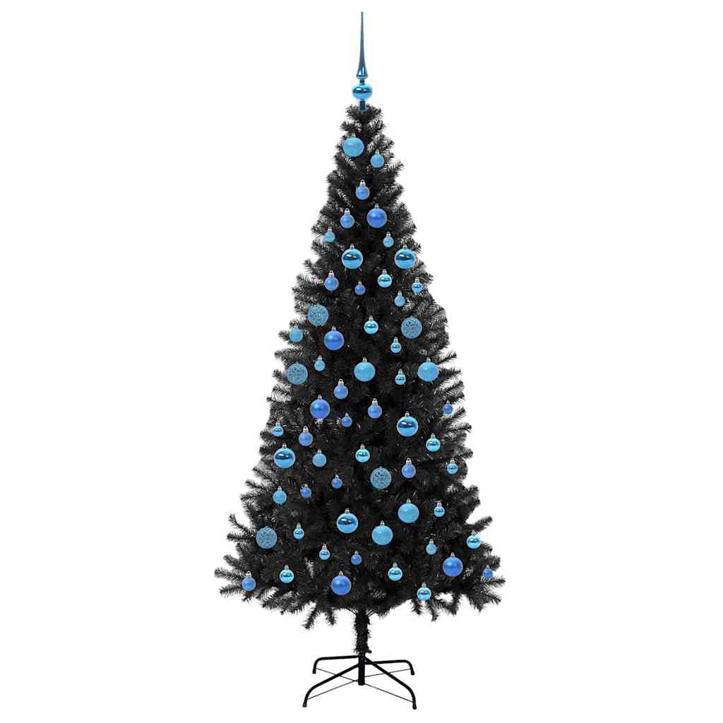 Božićno drvce s 300 LED svjetlima s stalakom Crna 180 cm PVC