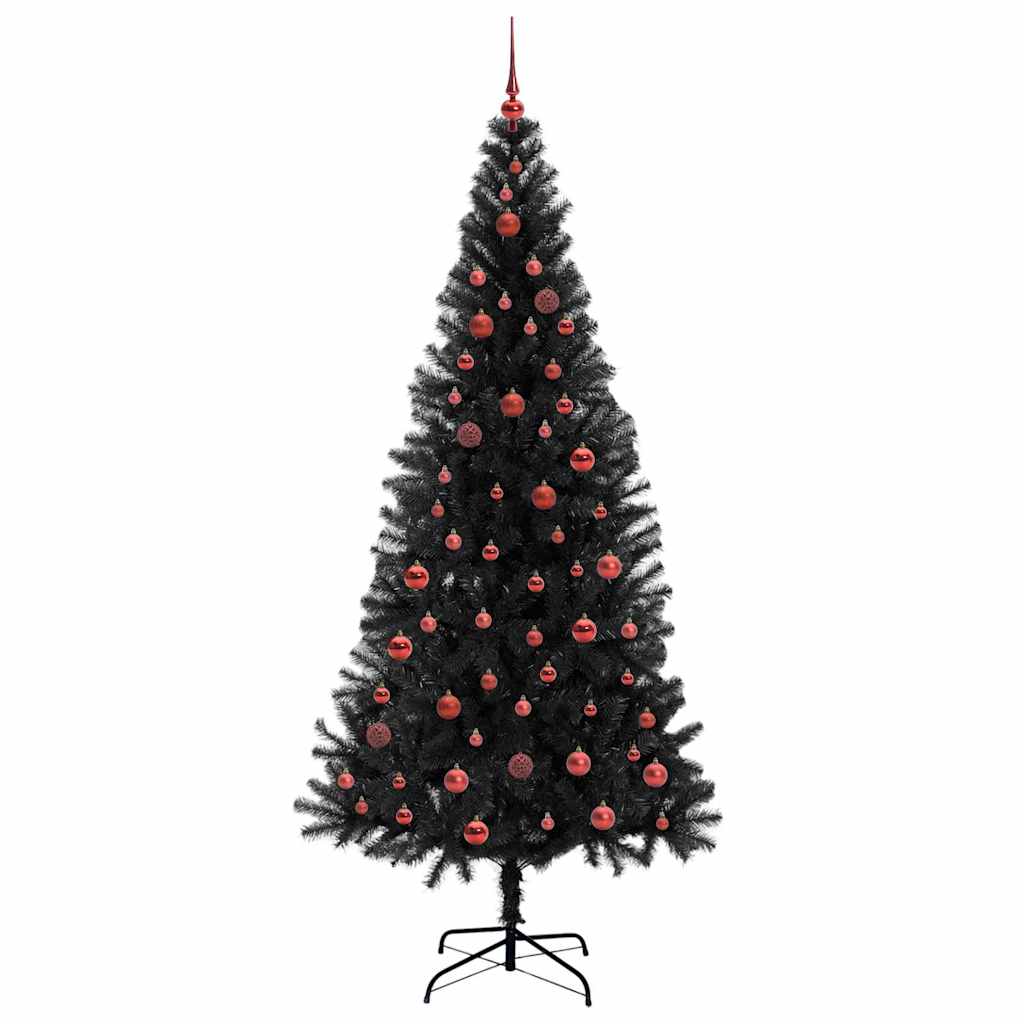 Božićno drvce s 300 LED svjetlima s stalakom Crna 210 cm PVC