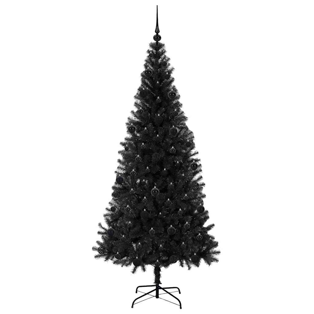 Božićno drvce s 300 LED svjetlima s stalakom Crna 210 cm PVC