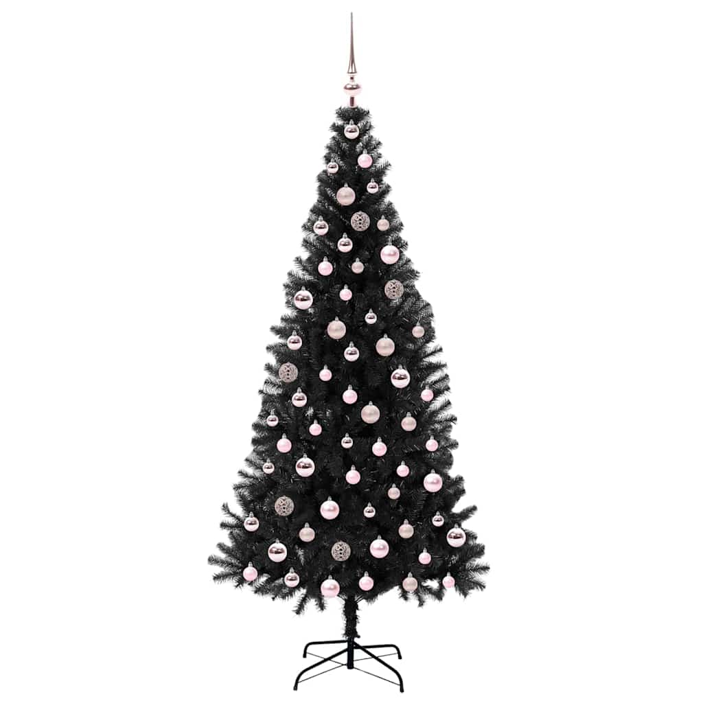 Božićno drvce s 300 LED svjetlima s stalakom Crna 210 cm PVC