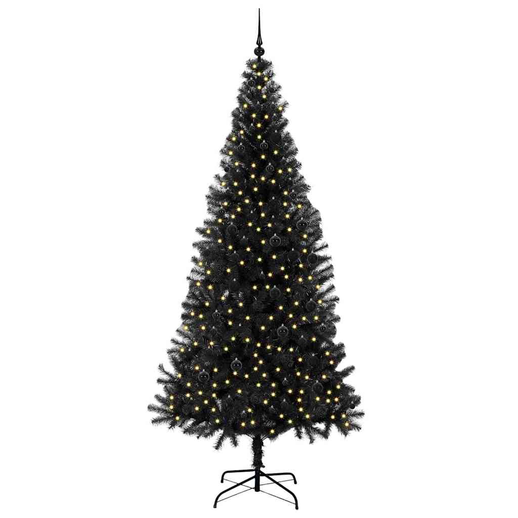 Božićno drvce s 300 LED svjetlima s stalakom Crna 240 cm PVC