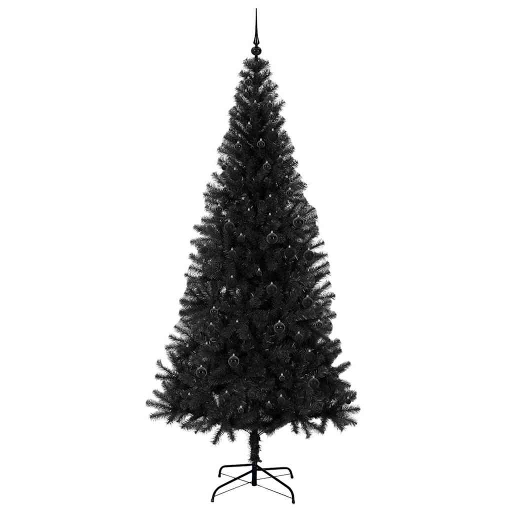 Božićno drvce s 300 LED svjetlima s stalakom Crna 240 cm PVC