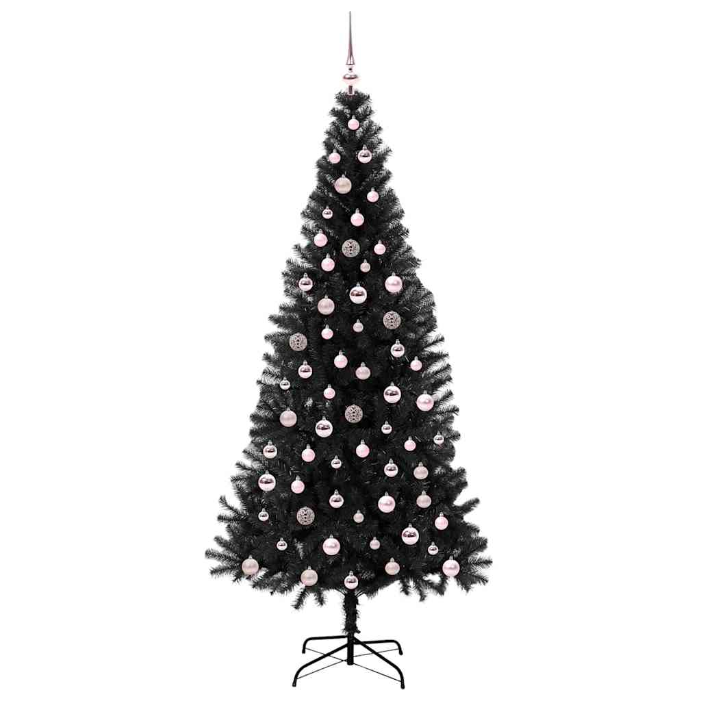 Božićno drvce s 300 LED svjetlima s stalakom Crna 240 cm PVC