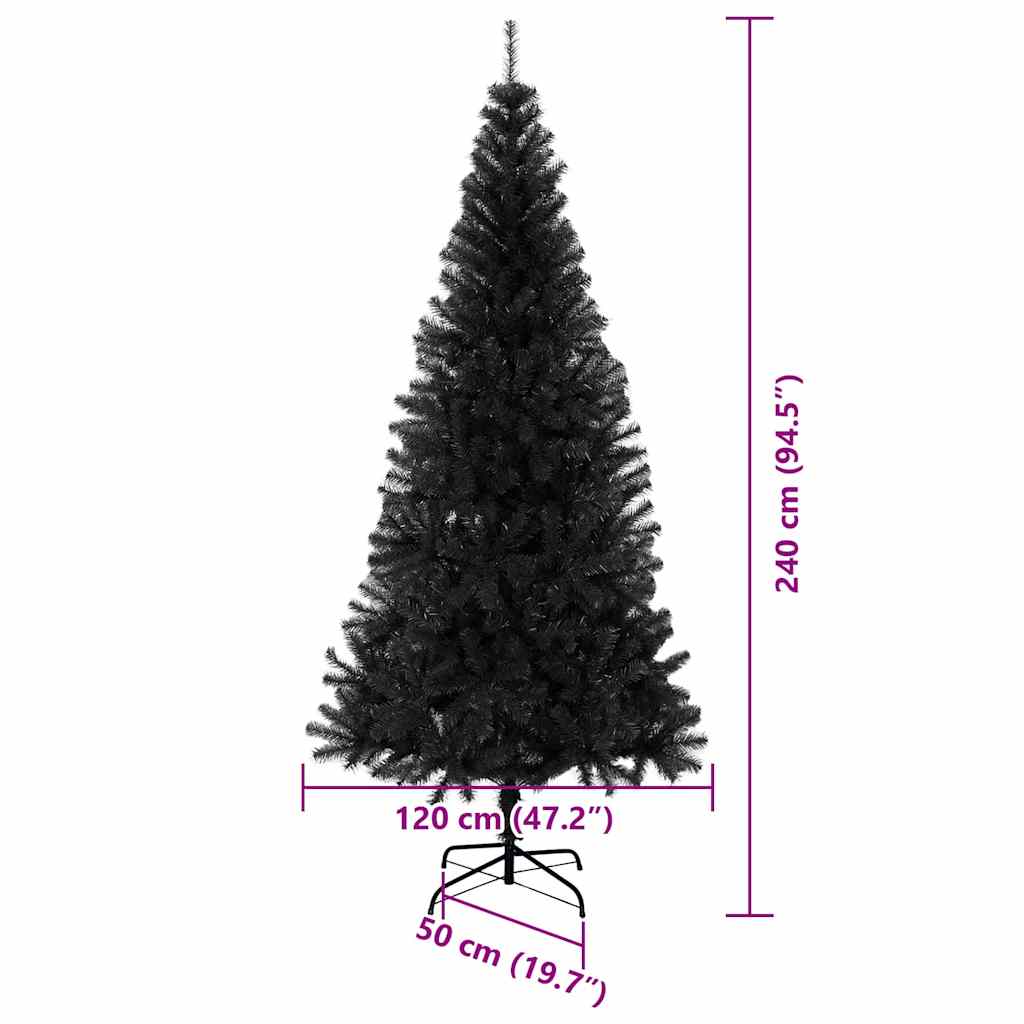 Božićno drvce s 300 LED svjetlima s stalakom Crna 240 cm PVC
