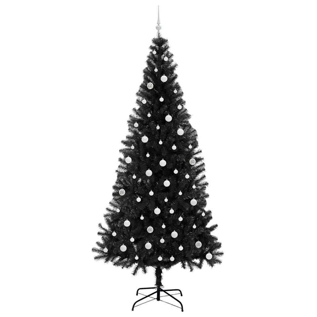 Božićno drvce s 300 LED svjetlima s stalakom Crna 240 cm PVC