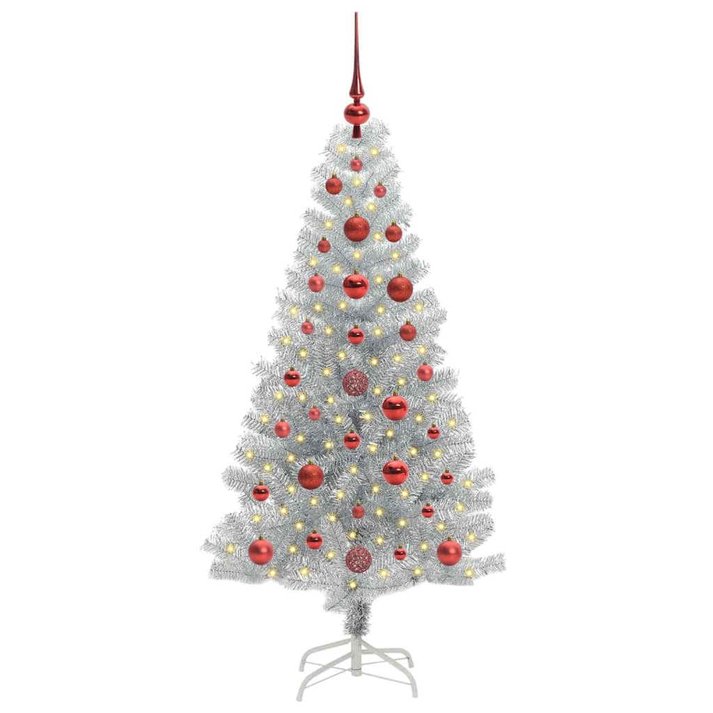 Božićno drvce s 150 LED svjetlima s stalakom Srebrno 120 cm PET