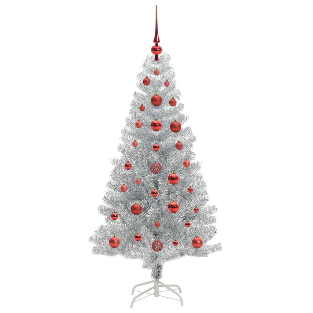 Božićno drvce s 150 LED svjetlima s stalakom Srebrno 120 cm PET