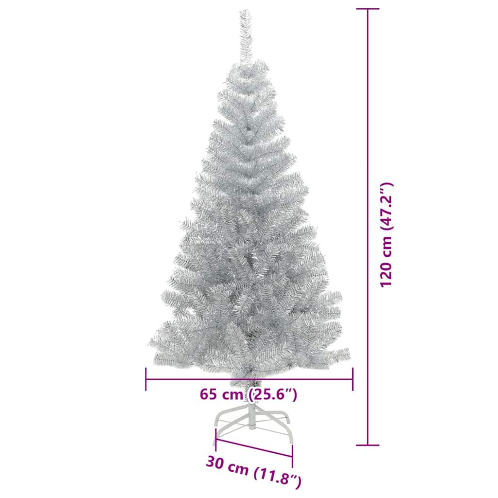 Božićno drvce s 150 LED svjetlima s stalakom Srebrno 120 cm PET
