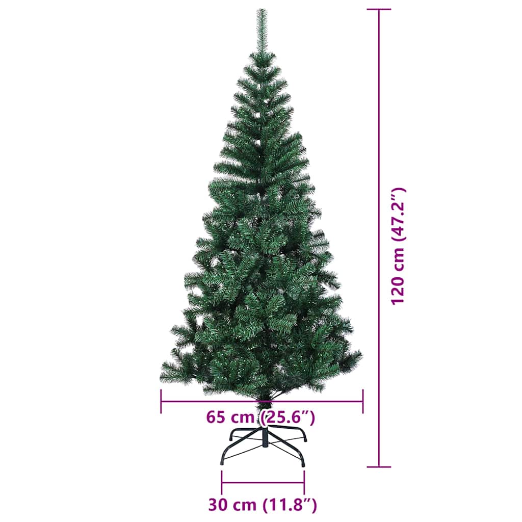 Umjetno predsvijetljeno božićno drvce Zelena 120 cm PVC i metal