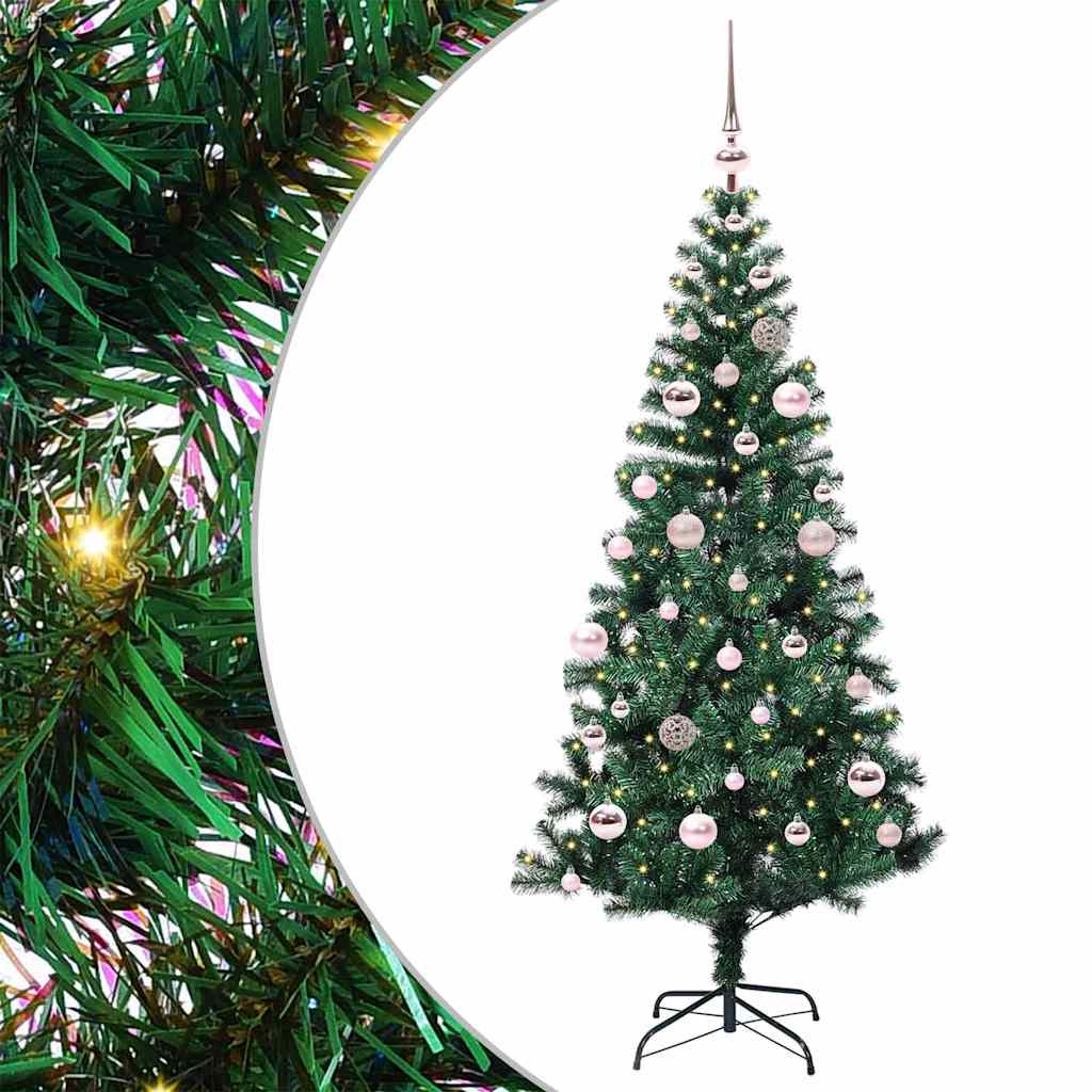 Umjetno predsvijetljeno božićno drvce Zelena 150 cm PVC i metal
