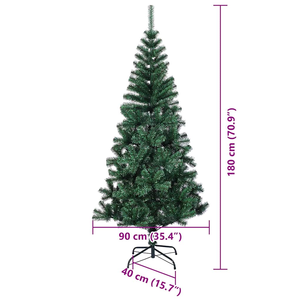 Umjetno predsvijetljeno božićno drvce Zelena 180 cm PVC i metal