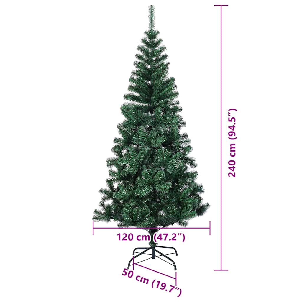Umjetno predsvijetljeno božićno drvce Zelena 240 cm PVC i metal