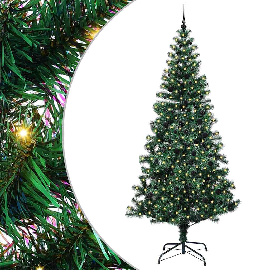 Umjetno predsvijetljeno božićno drvce Zelena 240 cm PVC i metal
