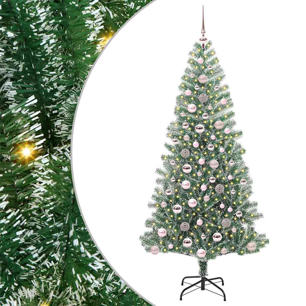 Umjetno Božićno Drvo s Snježnim Flokom i LED Svjetlom 180 cm