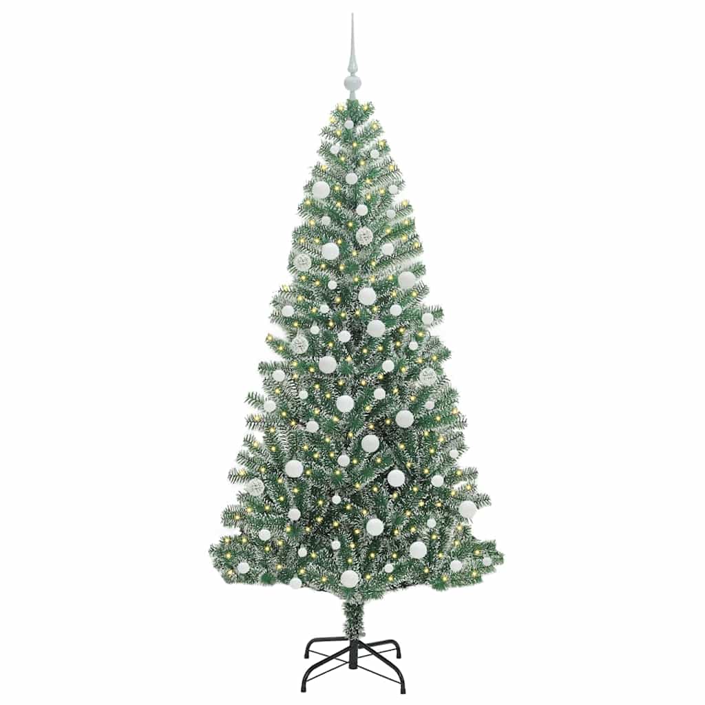 Umjetno Božićno Drvo s Snježnim Flokom i LED Svjetlom 180 cm