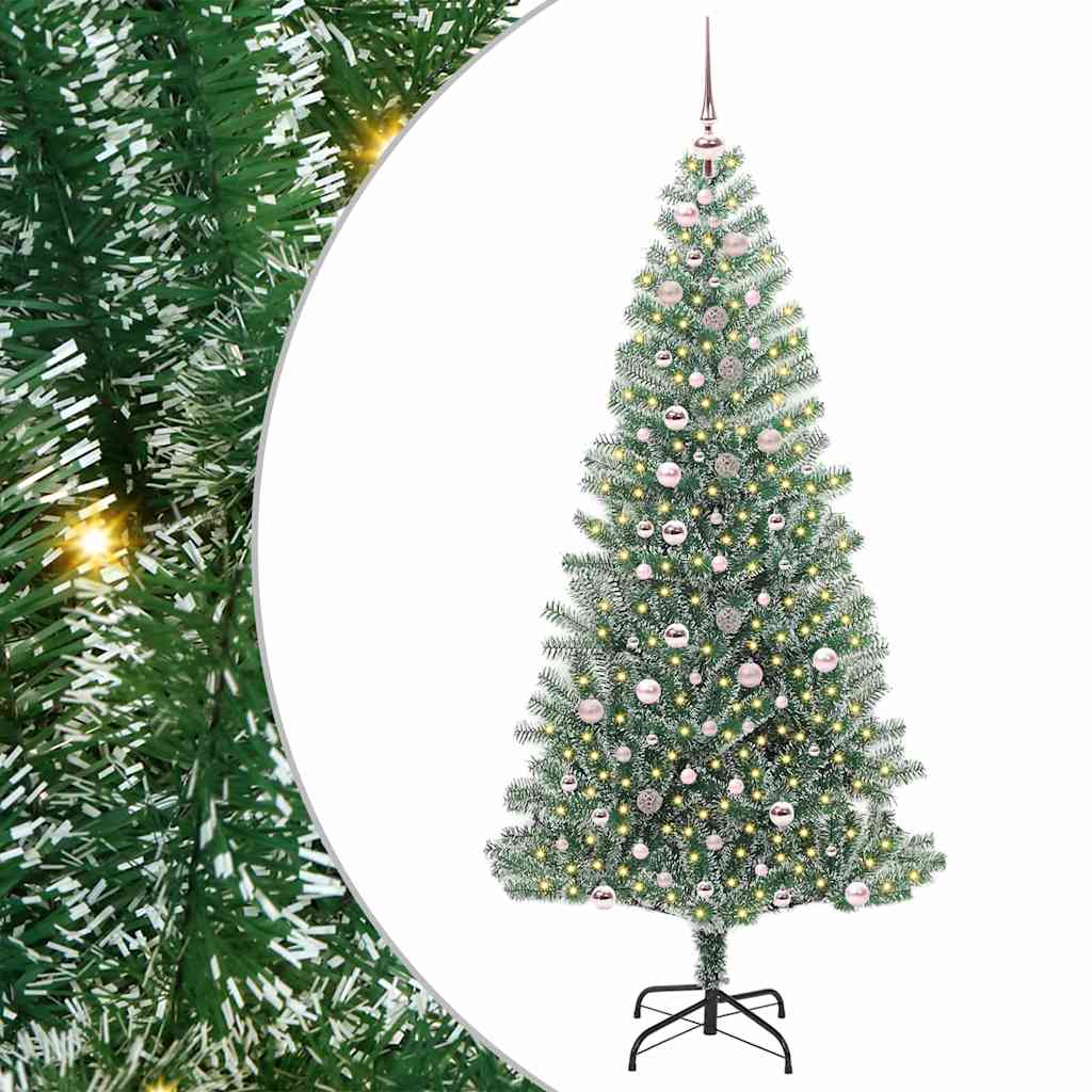 Umjetno Božićno Drvo s Snježnim Flokom i LED Svjetlom 240 cm
