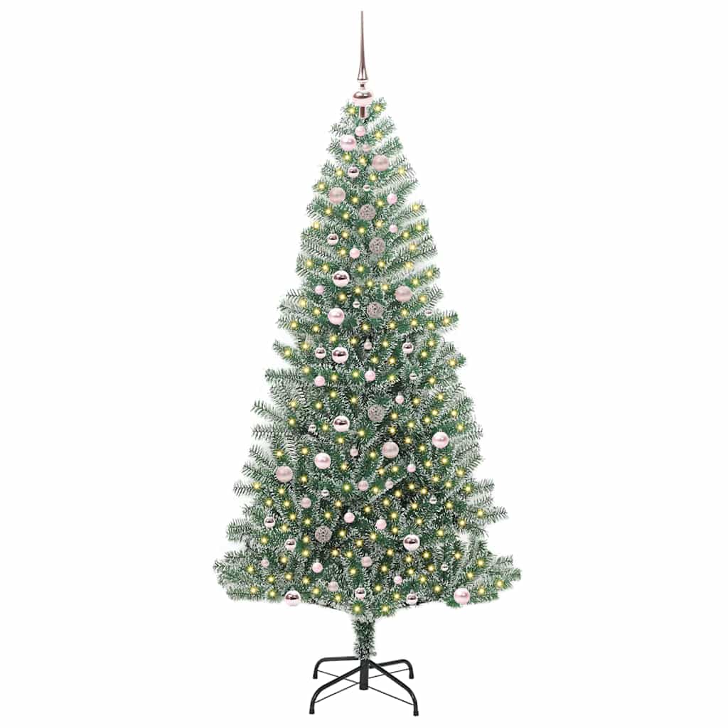 Umjetno Božićno Drvo s Snježnim Flokom i LED Svjetlom 240 cm