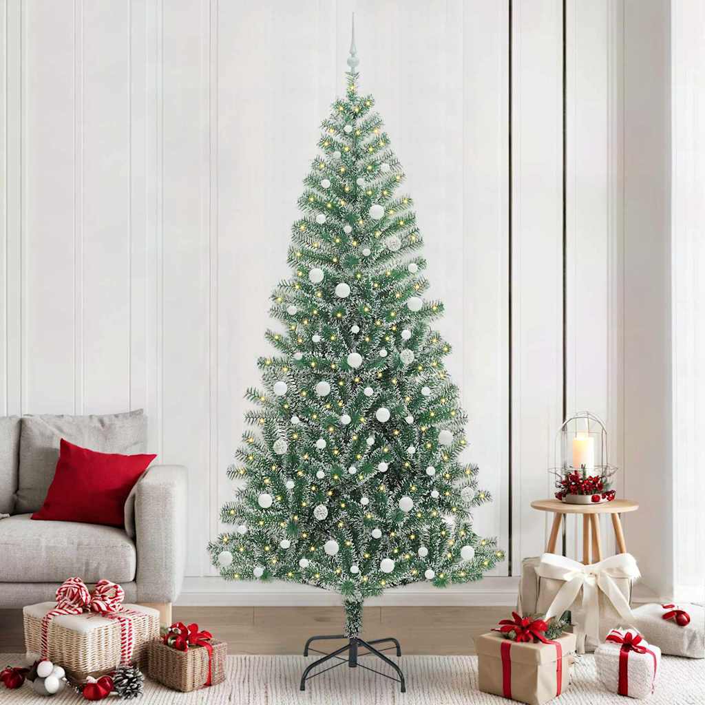 Umjetno Božićno Drvo s Snježnim Flokom i LED Svjetlom 240 cm