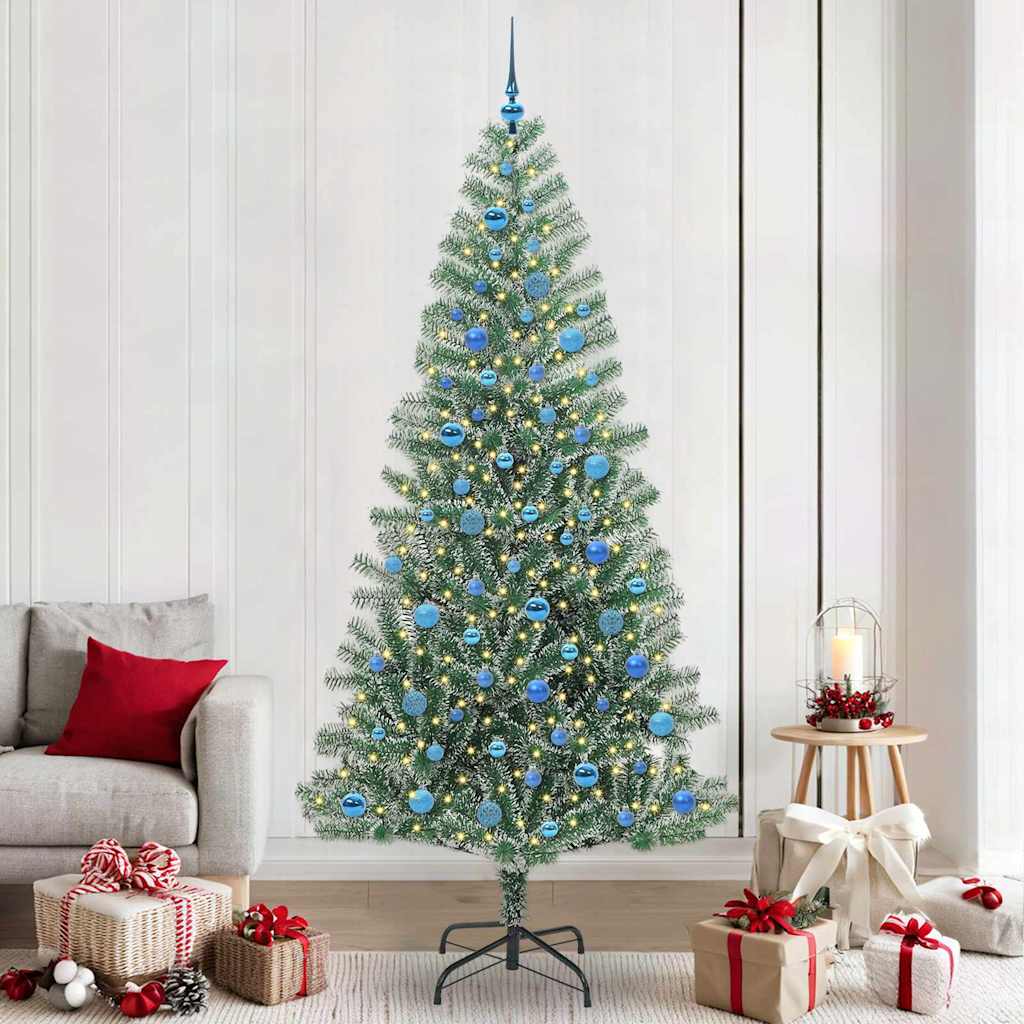 Umjetno Božićno Drvo s Snježnim Flokom i LED Svjetlom 240 cm