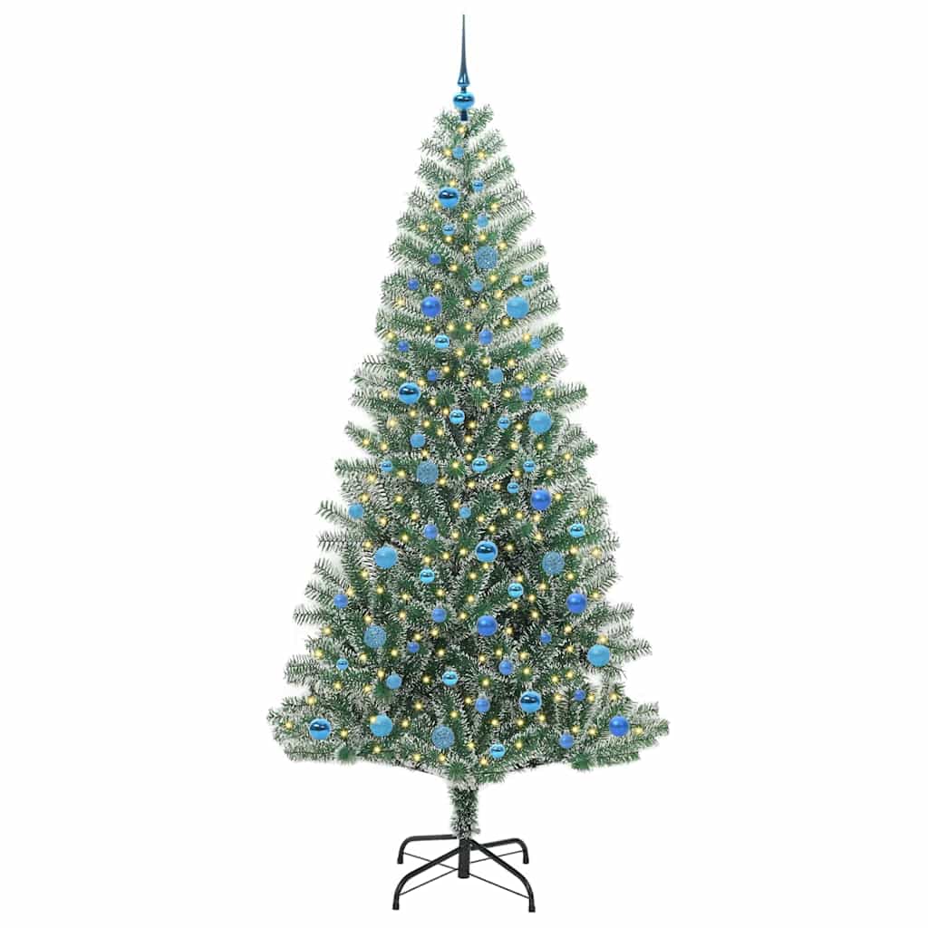 Umjetno Božićno Drvo s Snježnim Flokom i LED Svjetlom 240 cm