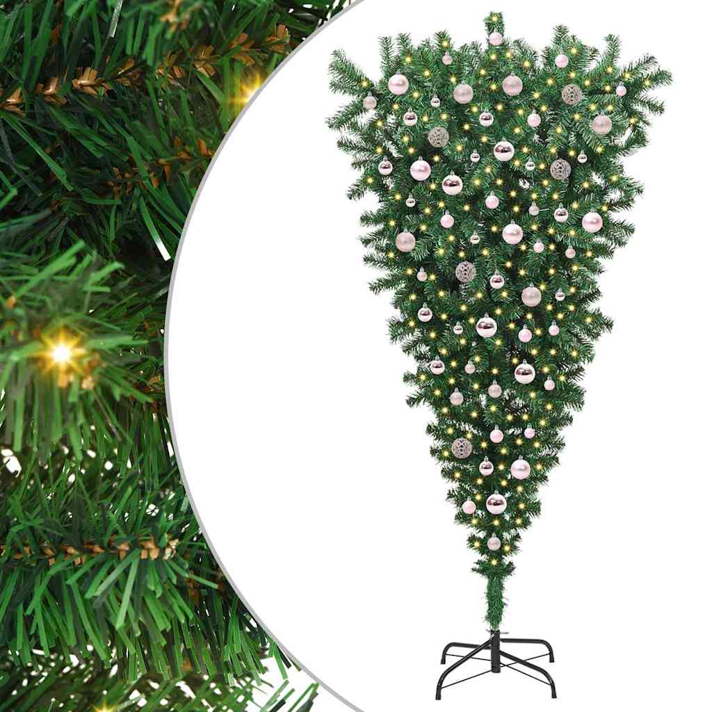 Odljeveni Umjetni Božićni Drvo s Lopticama Zelena 210 cm PVC