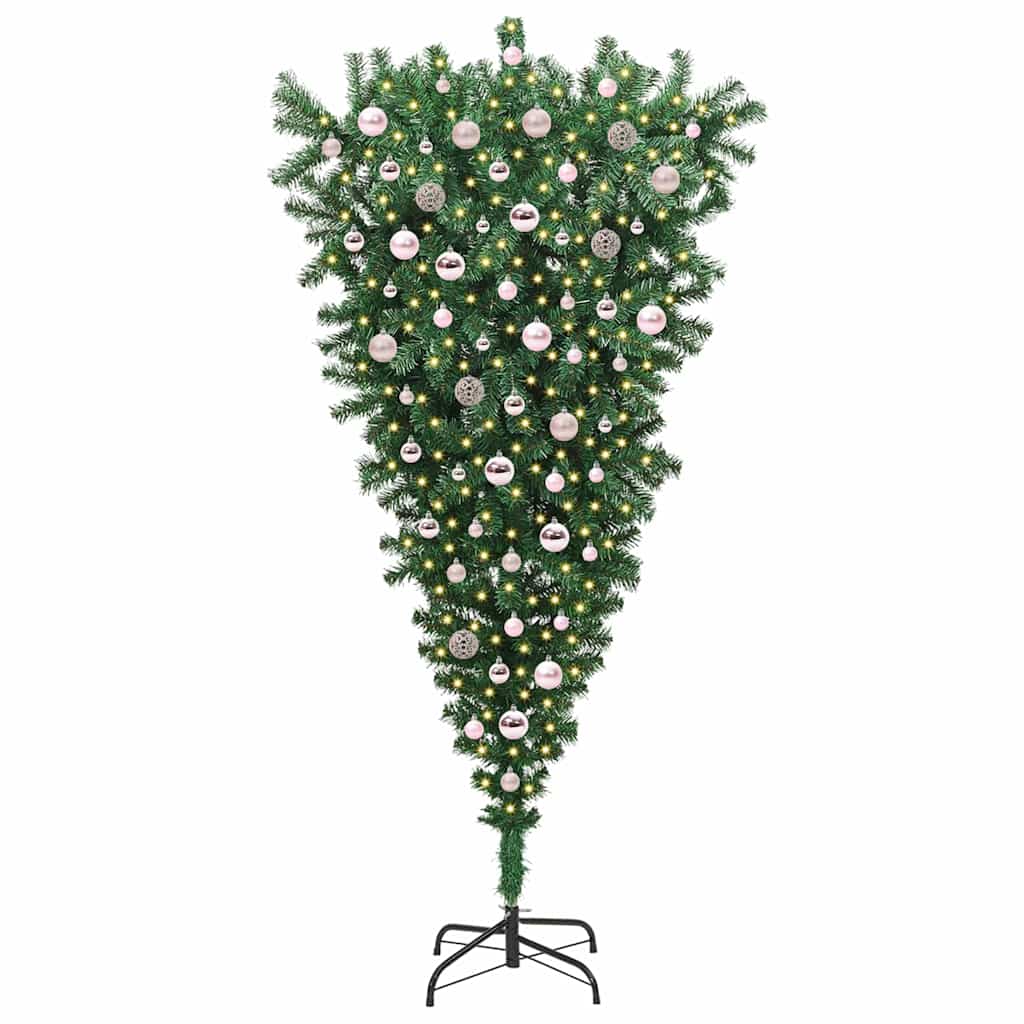 Odljeveni Umjetni Božićni Drvo s Lopticama Zelena 210 cm PVC