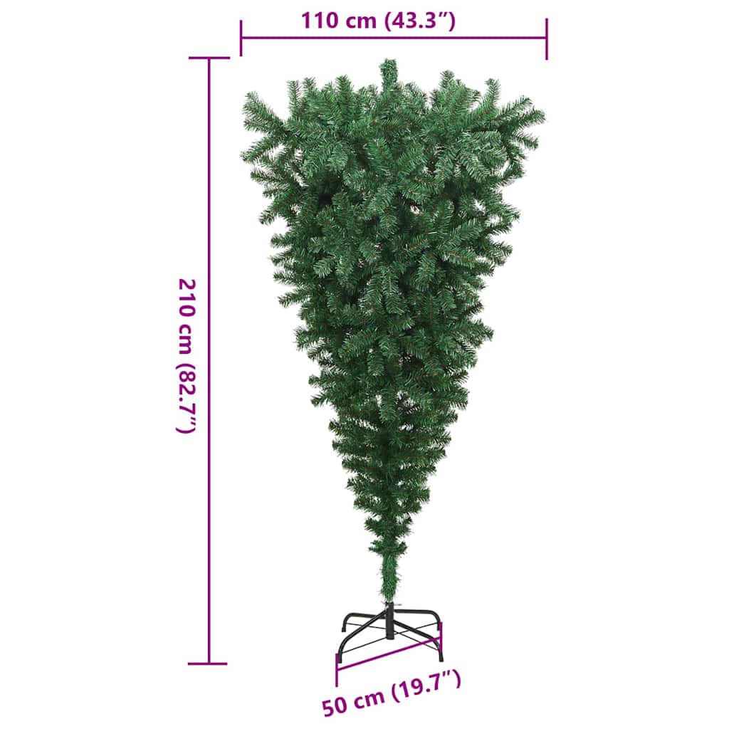 Preokrenuti umjetni božićni bor s setom kuglica Zelena 210 cm