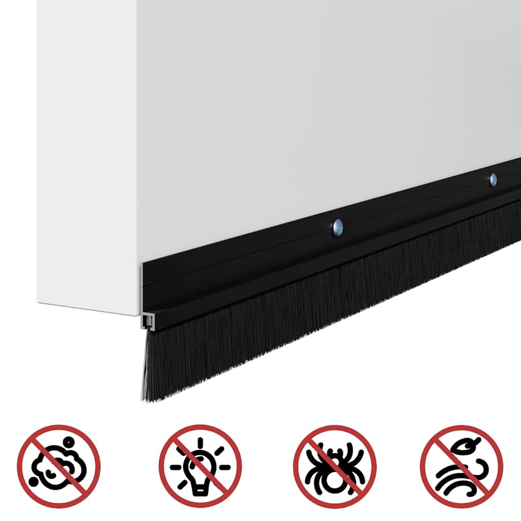 Držač četke za vrata 2 pcs Crna 100 cm Aluminijski legura