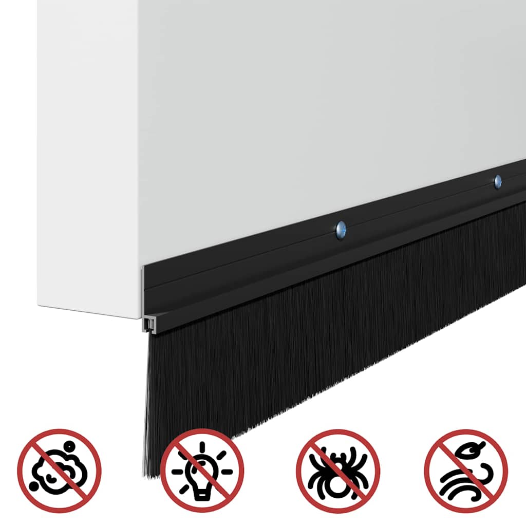 Držač četke za vrata 2 pcs Crna 100 cm Aluminijski legura
