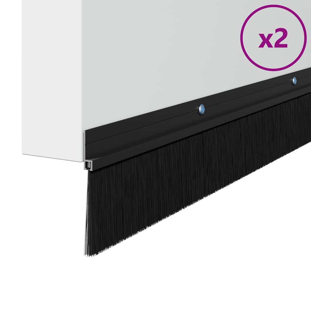 Držač četke za vrata 2 pcs Crna 100 cm Aluminijski legura