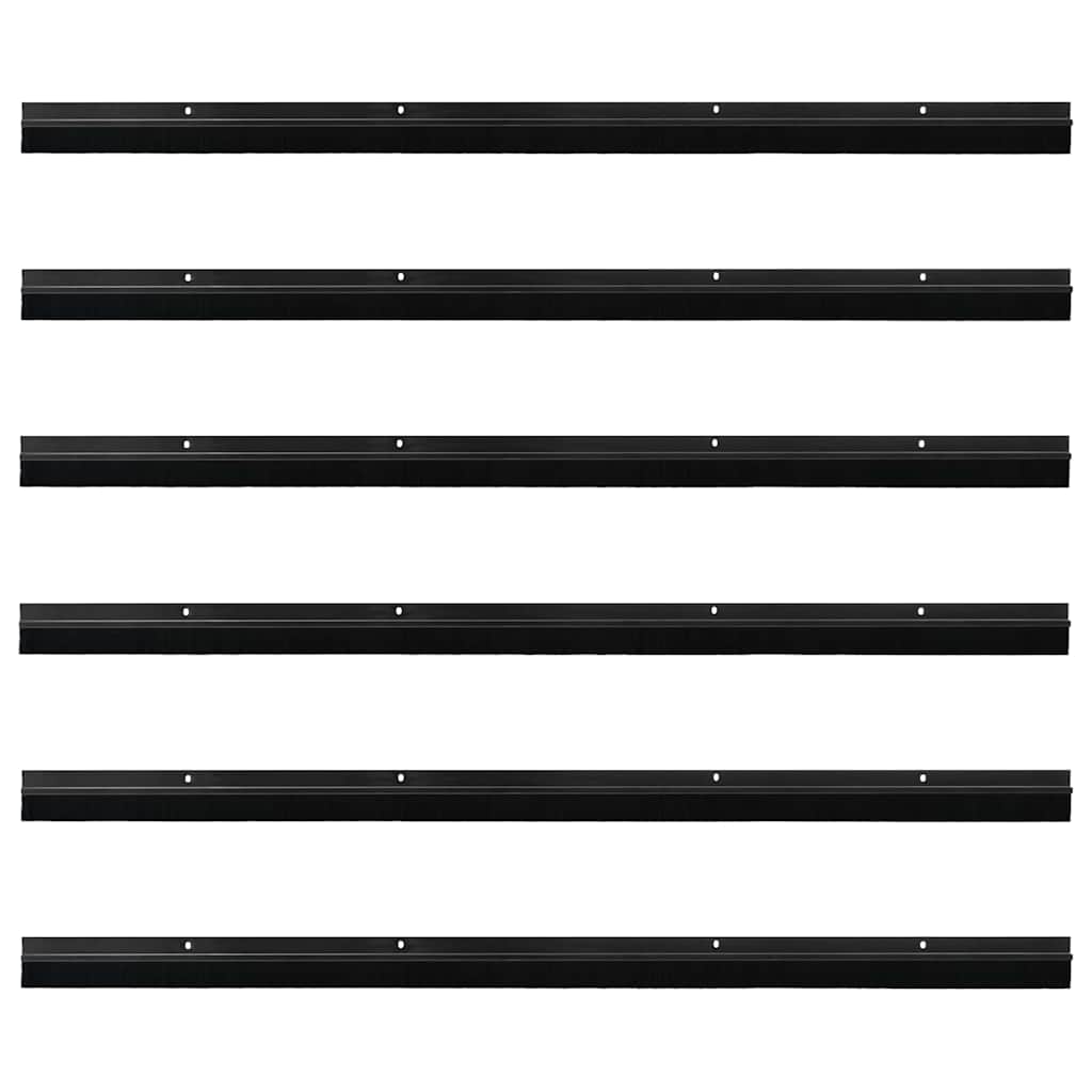 Držač četke za vrata 6 pcs Crna 100 cm Aluminijski legura